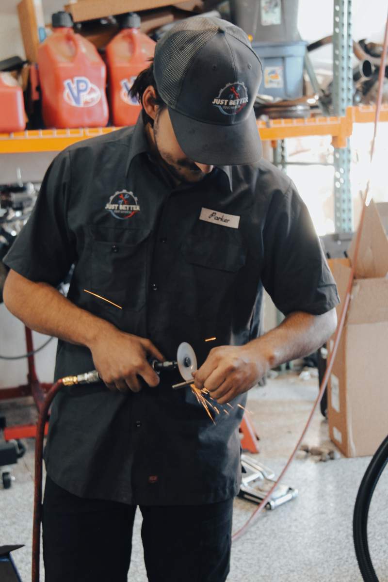 Technician assembling performance parts